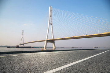 Fototapeta na wymiar Nanjing Yangtze river bridge and urban highway