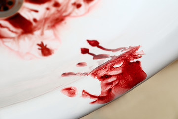 Sink with blood stains, closeup