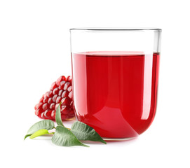 Glass of pomegranate juice on white background - obrazy, fototapety, plakaty