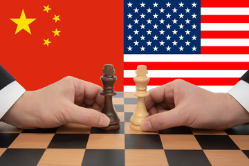 China-US Summit expressed in a chess game.