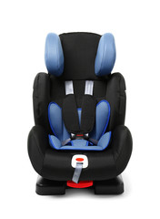 Car safety seat for child on white background