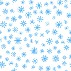 Seamless pattern of winter snowflakes vector background.