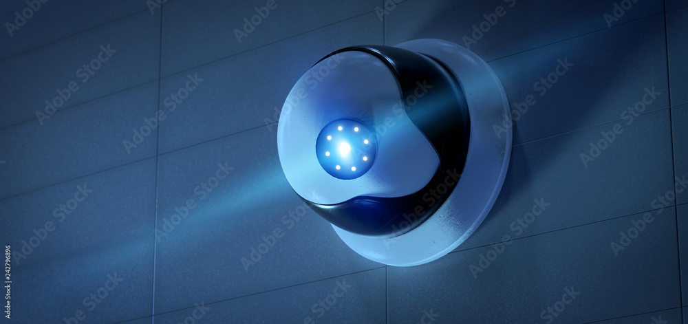 Poster security cctv camera system - 3d rendering