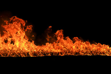 Blazing flames on black background