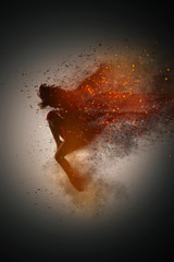 Dancer over exlpoding background