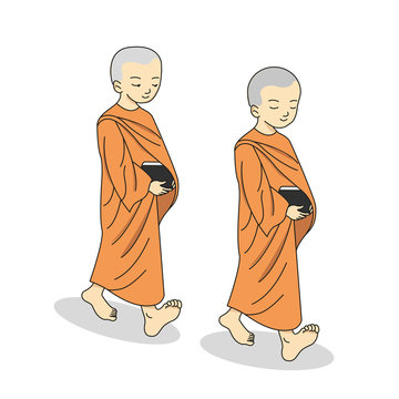 drawing Buddhist monk cartoon Stock Illustration | Adobe Stock