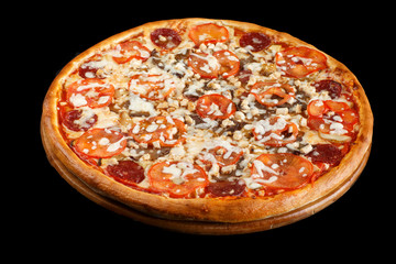 pizza on black background