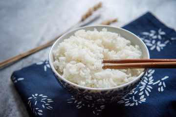 A bowl of rice on the table