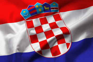 Satin texture of curved flag of Croatia