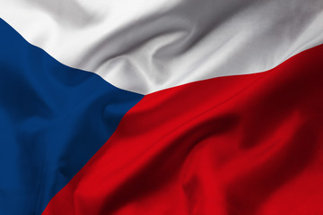 Satin texture of curved flag of Czech Republic