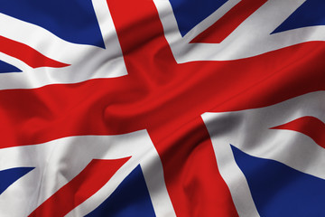Satin texture of curved flag of Great Britain