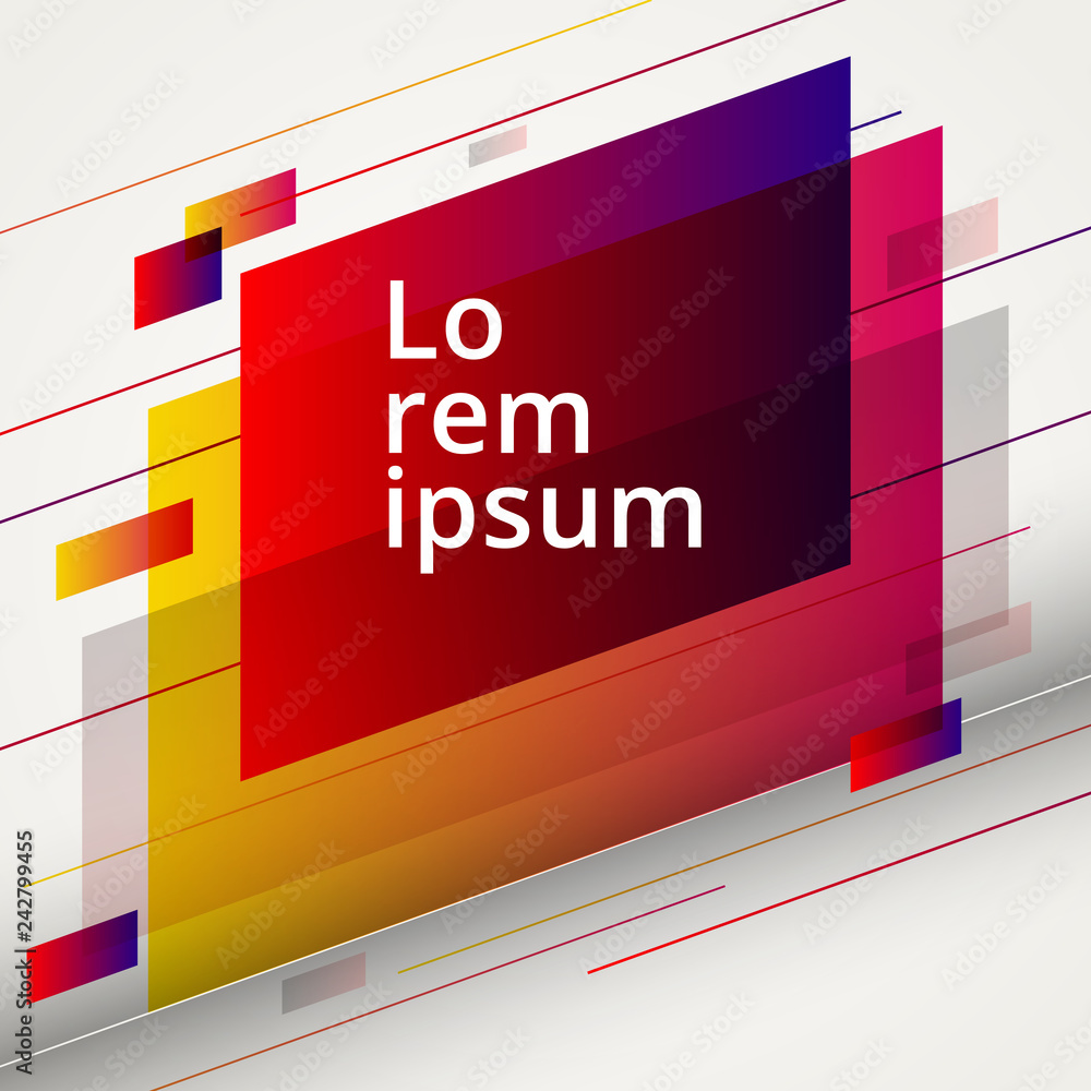 Poster abstract geometric red and yellow color design elements on white background