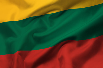 Satin texture of curved flag of Lithuania