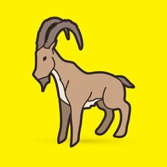 Ibex standing graphic vector