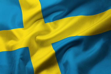 Satin texture of curved flag of Sweden