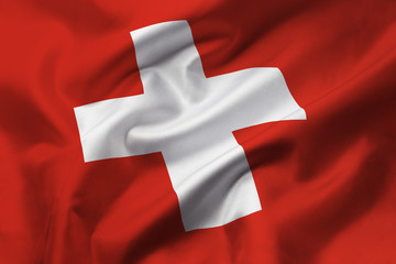 Satin texture of curved flag of Switzerland