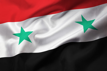 Satin texture of curved flag of Syria