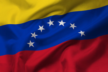 Satin texture of curved flag of Venezuela