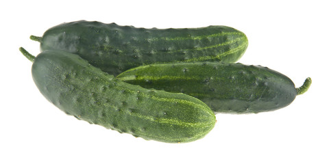 green cucumbers isolated on white background