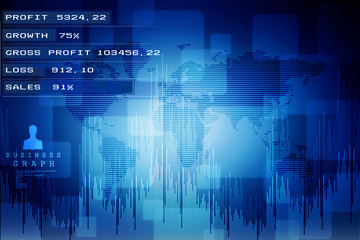 2d rendering Stock market online business concept. business Graph 