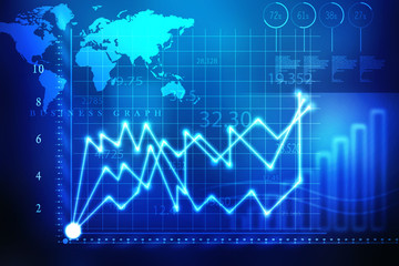 2d rendering Stock market online business concept. business Graph 