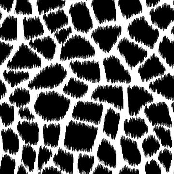 Black and white abstract giraffe animal print ikat vector seamless pattern