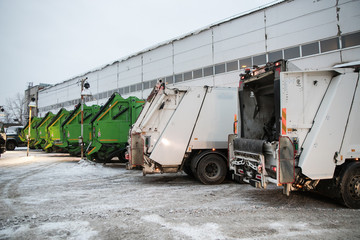 Garbage trucks in the city, garbage removal