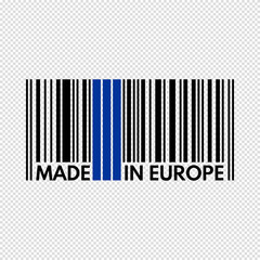 barcode made in europe, vector illustration on transparent background