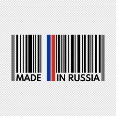 barcode made in russia, vector illustration on transparent background
