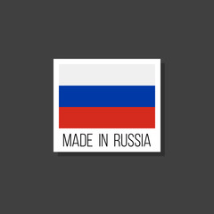 made in russia, vector sticker with russian flag
