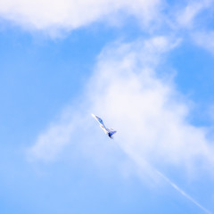 fighter flying in the sky. Military aircraft of the 4th generati