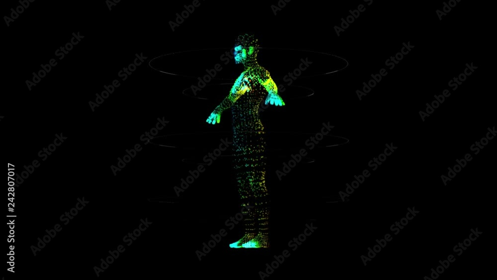 Poster Futuristic motion element user interface information technology virtual biomedical holographic human body scan diagnostic with data and telemetry head up display for background computer desktop screen