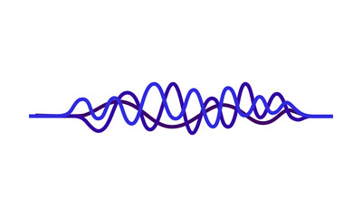 Music wave pattern. Digital waveform. Blue-purple wavy lines. Audio equalizer. Vector element for mobile app