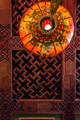 Beautiful traditional decoration of red  lanterns background.