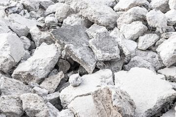 pile of broken concrete in construction site