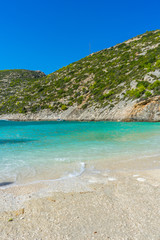 Greece, Zakynthos, Beautiful white sand at greek tropical paradise beach of porto vromi