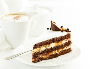 Chocolate Cake with caramel and nuts.