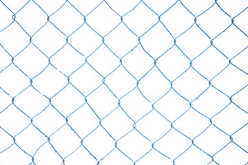 Fototapeta premium Mesh netting covered with snow. Winter industrial background.