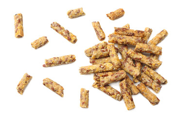 Granola breakfast isolated on white background. muesli. healthy food. fitness food. top view