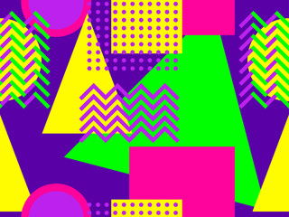 Geometric seamless pattern. Trend palette of bright colors. Vector illustration