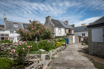 Fototapeta na wymiar Maisons et ruelle sur l'île de Sein en Bretagne