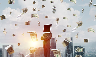 Businessman with monitor instead of head.