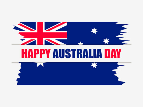 Happy Australia day 26th january. Greeting card with flag of Australia in grunge style, national holiday. Vector illustration
