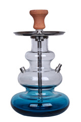 Hot blue glass hookah with elegant design and pottery