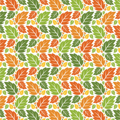 Seamless forest pattern autumn leaves. Fall background. Vector wallpaper - Vector.