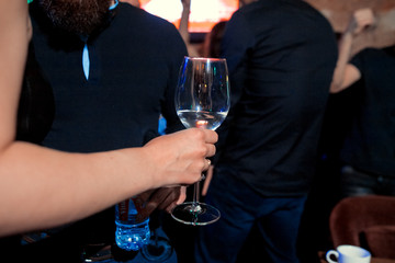 making the cocktail with lime close up