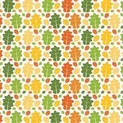 Seamless forest pattern autumn leaves. Fall background. Vector wallpaper - Vector.