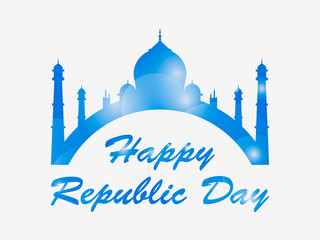 Happy Republic Day of India. Taj Mahal isolated on white background. Vector illustration