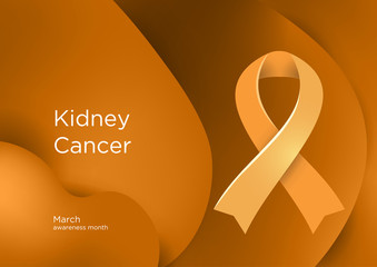 Kidney Cancer awareness month in March. Also called renal cancer. Orange ribbon Cancer Awareness Products.