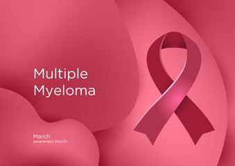 Multiple Myeloma MM awareness month in March. It is a cancer that forms in a type of white blood cell called a plasma cell. Burgundy ribbon Cancer Awareness Products.